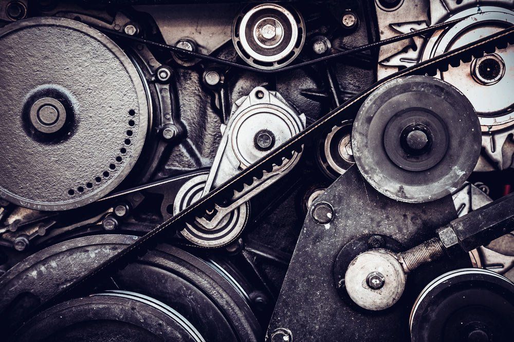 Close-up of a car engine bay